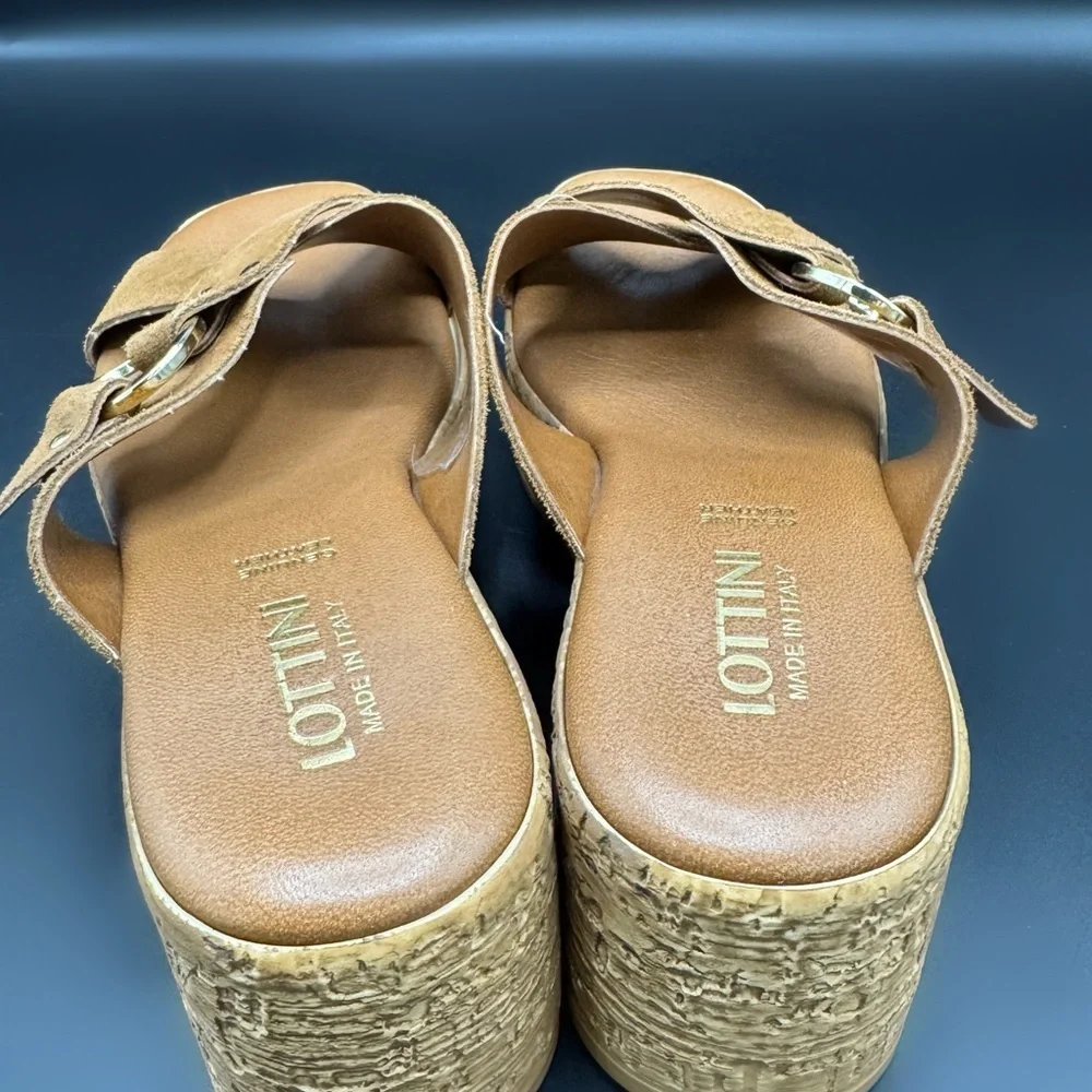 Lottini Italy Leather Platform Sandals Brown EU 38 Boho Comfort